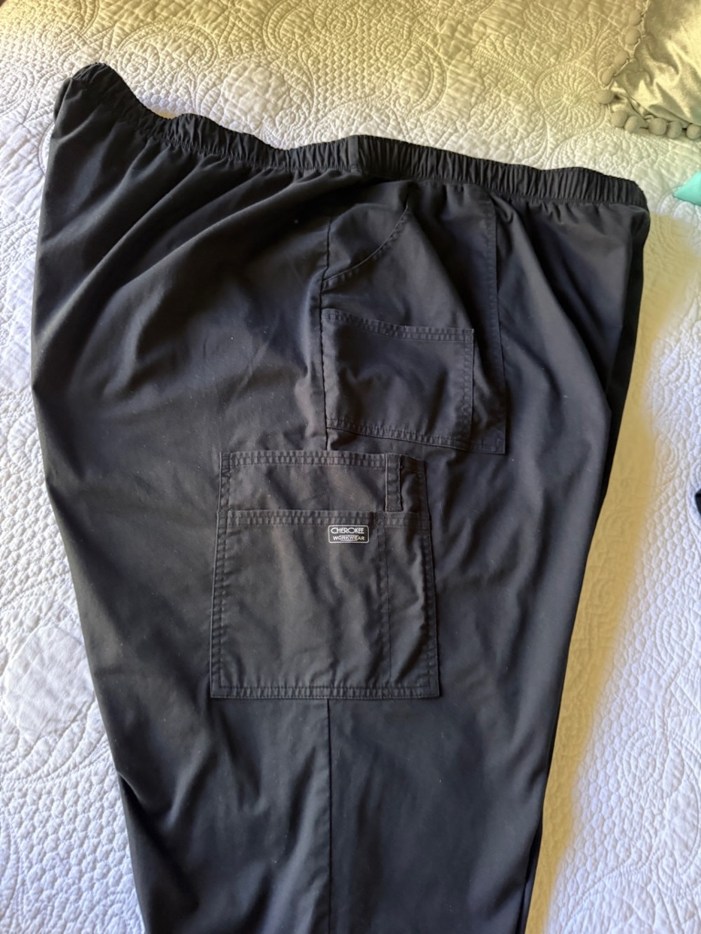 Cherokee Size 5X Black Men's Cargo Pants with Elastic‎ Waist